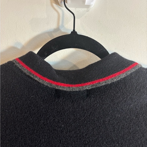 TABI INTERNATIONAL Sz XL Black Dog Pattern Cardigan Jacket Zipper 100% Wool - Picture 12 of 12